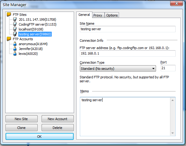 Coding FTP Site Manager